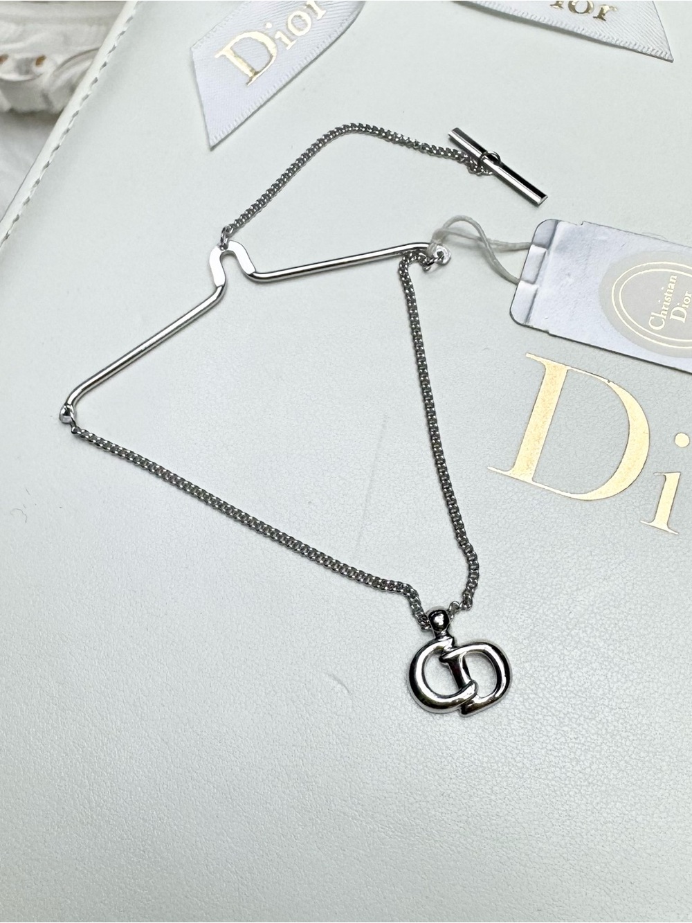 Vintage 90s Christian Dior Deadstock Silver Tie Chain